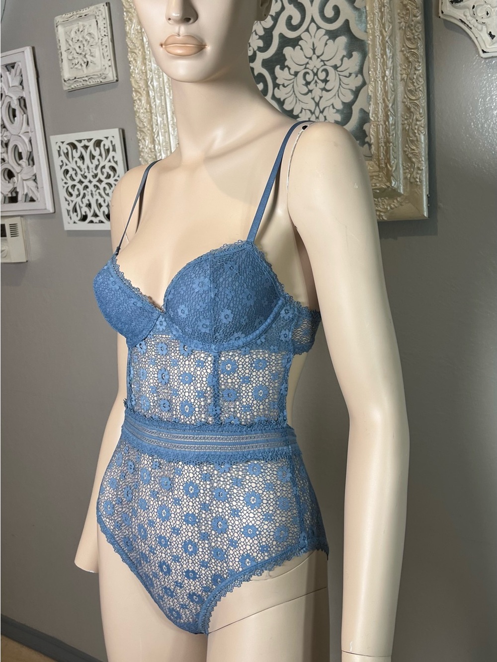 Victoria Secret Blue Lace Bodysuit Teddy - Women's Intimates - Picture 6 of 8